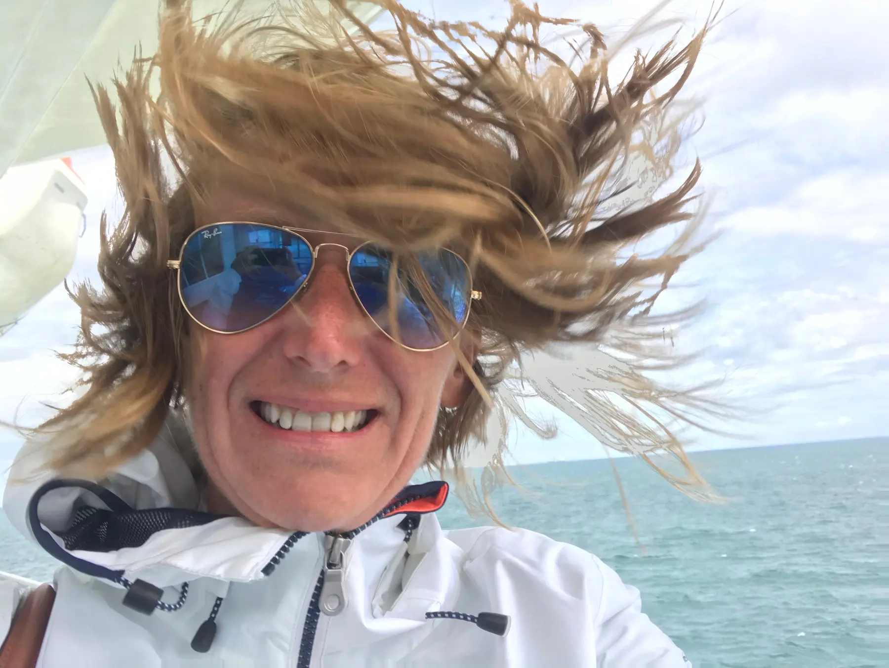 Windy ferry crossing between Dover and Calais across the English Channel.