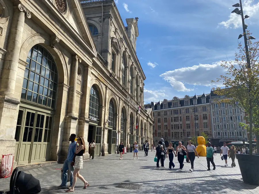 Historic façade of Lille Flandres railway station facing the city centre and Grand Place.